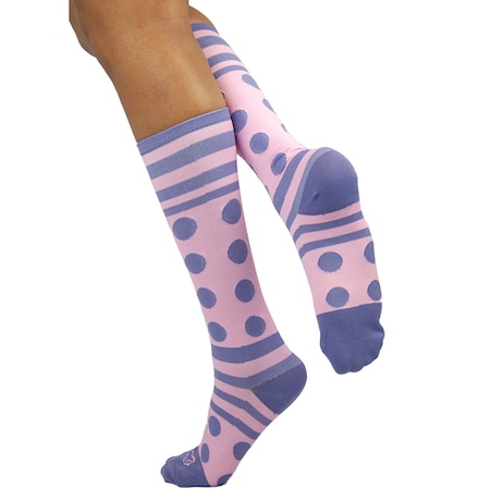 Zayaan Health Dots Stripe Compression Socks, Pink/ Lilac, PR BLZH-CSDS-4PL